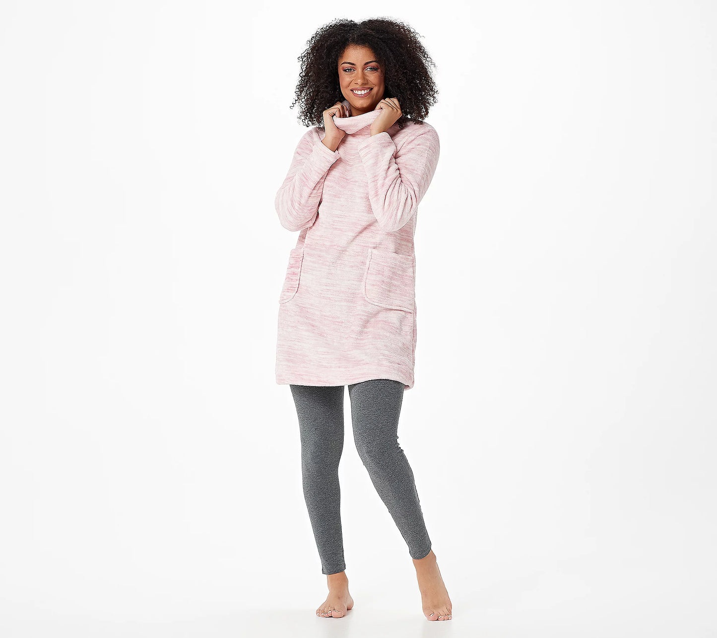 Stan Herman Women's Space Dye Plush Tunic Leggings Pink