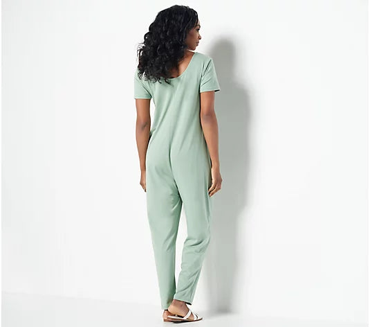 AnyBody Women's Regular Cozy Knit Short Sleeve Jumpsuit