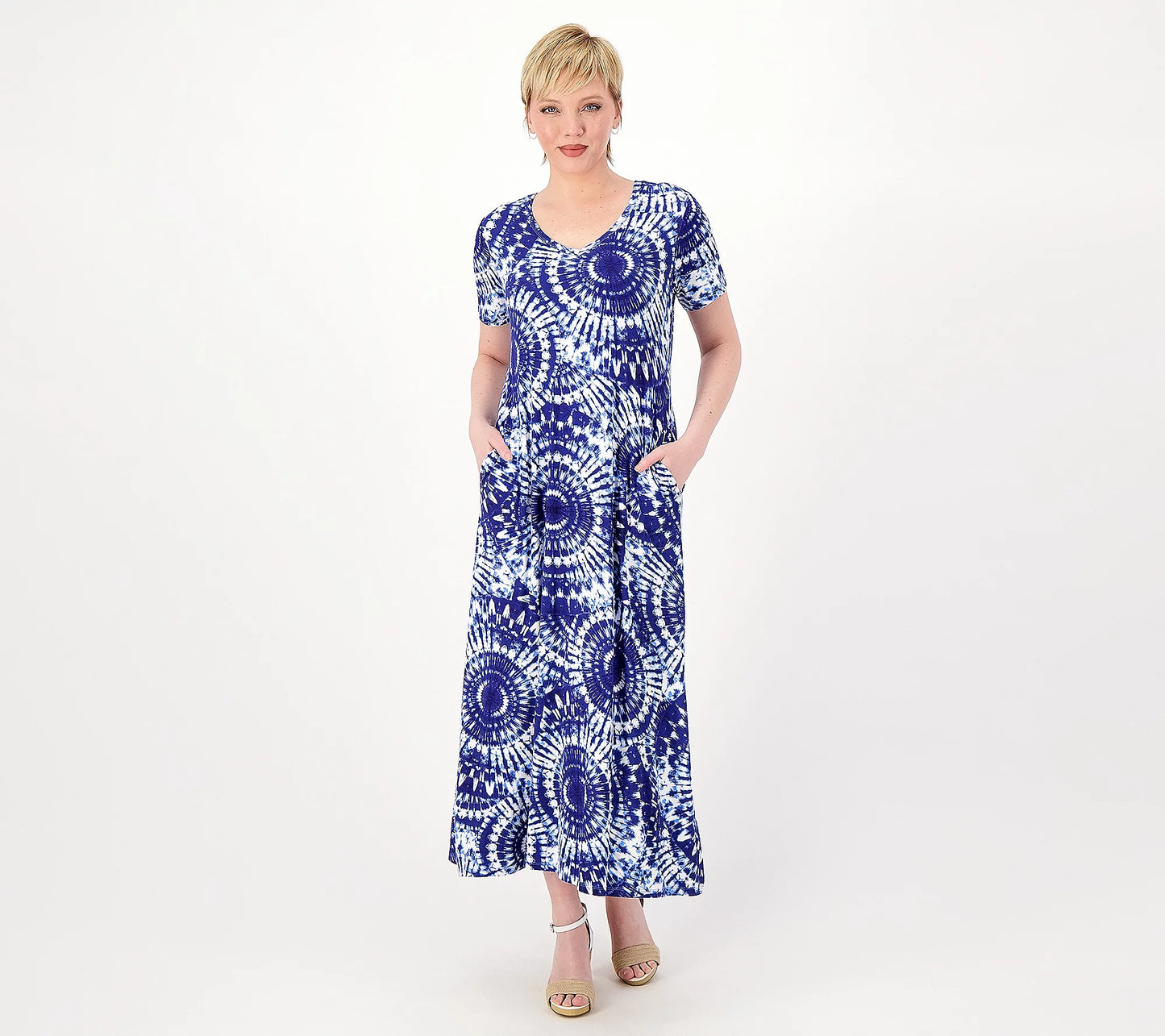 Belle by Kim Gravel Women's Tall Print or Solid V-Neck Maxi Dress