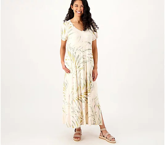 Belle by Kim Gravel Women's Tall Print or Solid V-Neck Maxi Dress