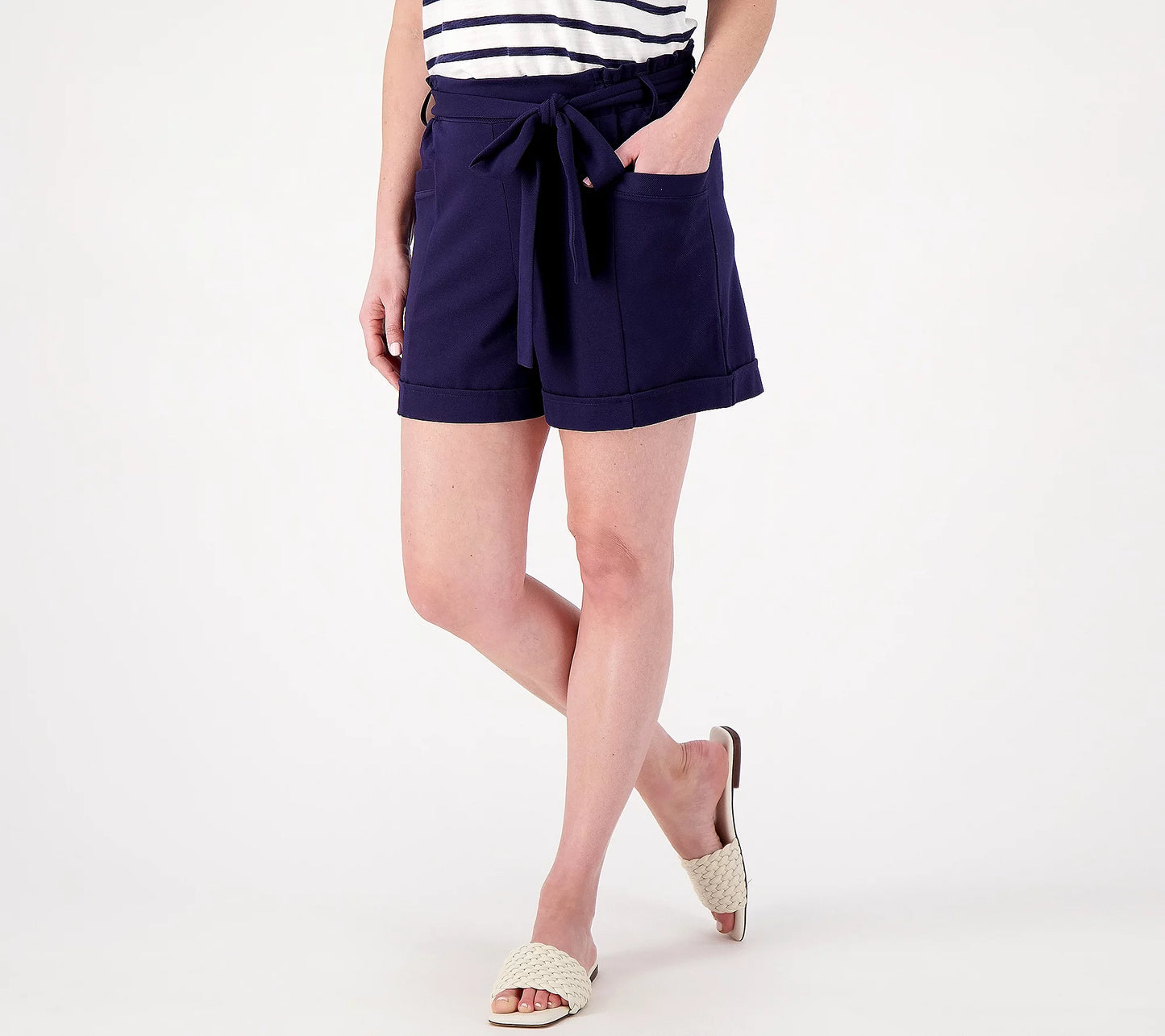 Studio Park x Kerstin Women's Lindquist Knit Twill Paperbag Short