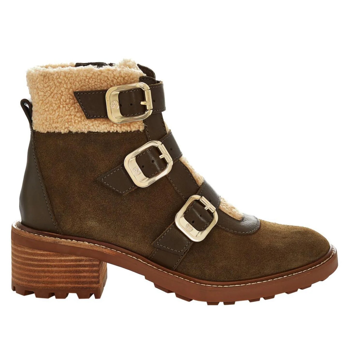 Vince Camuto Women's Klerica Leather and Faux Fur Moto/Hiker Boot