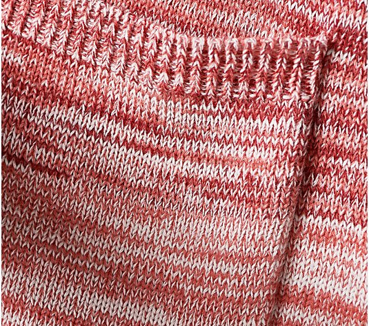 Denim & Co. Women’s Spacedye Open Front Long Sweater Cardigan- Rhubarb