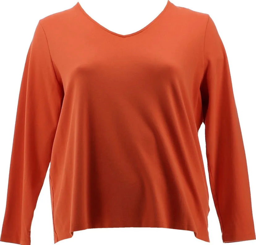 Issac Mizrahi Live! Women’s Essentials Pima Cotton V-Neck Top