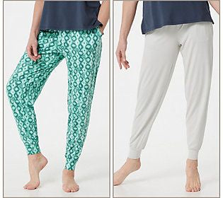 AnyBody Brushed Jersey Joggers w/Tie Women's Set of 2