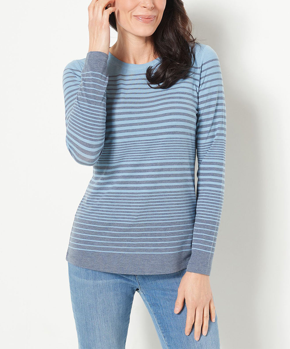 Isaac Mizrahi Live! Women’s Stripe Long-Sleeve Crewneck Top