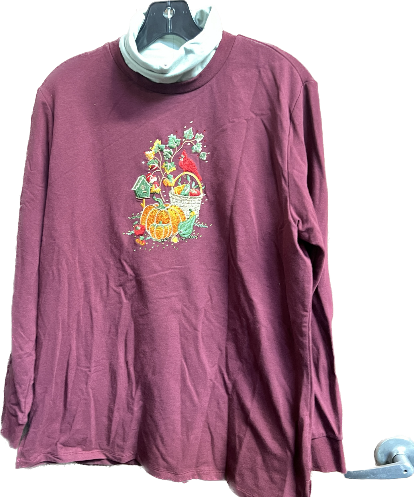 Quacker Factory French Terry Sweatshirt with Turtleneck Women's