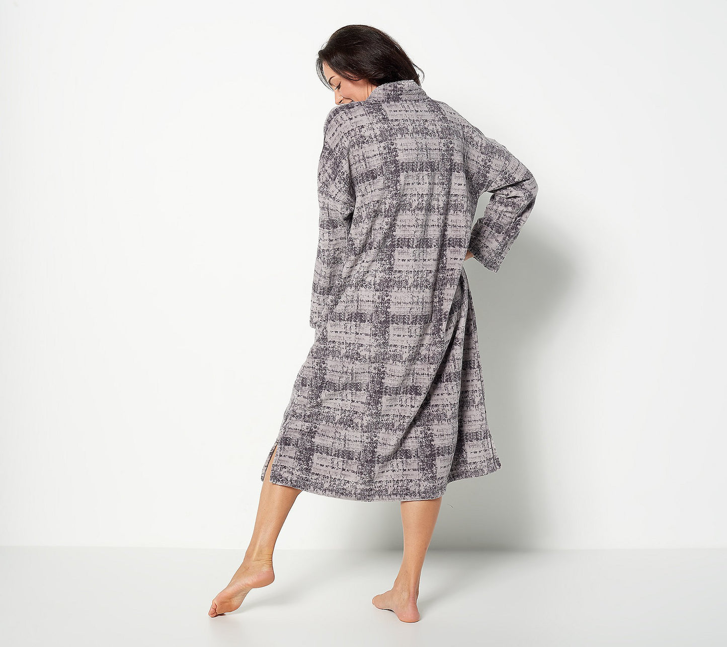 Stan Herman Women’s Plush Boucle Plaid Cuddler with Blanket Stitching- One Size