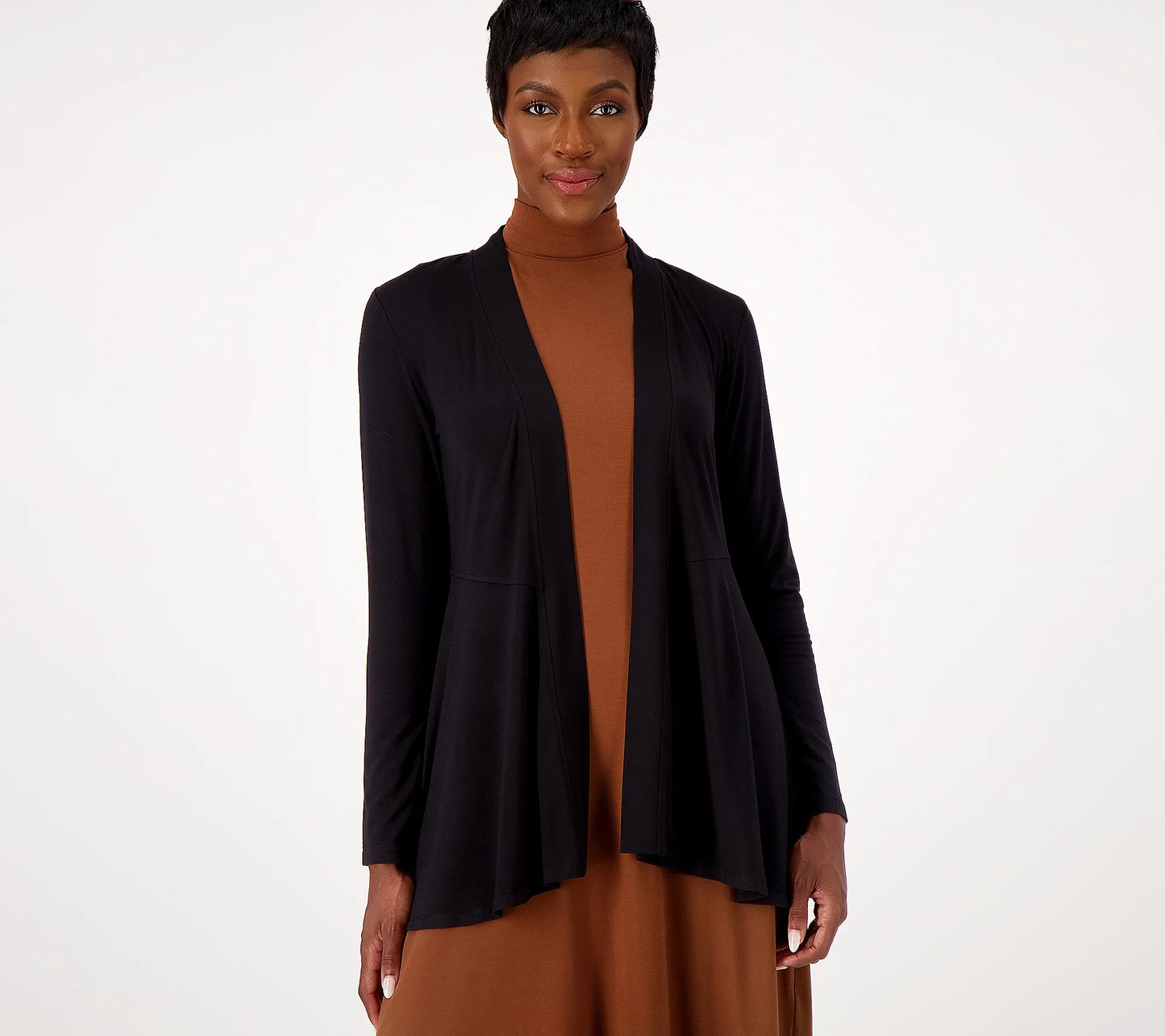 Susan Graver Weekend Essentials Pet Cool Touch Peplum Women's Cardigan