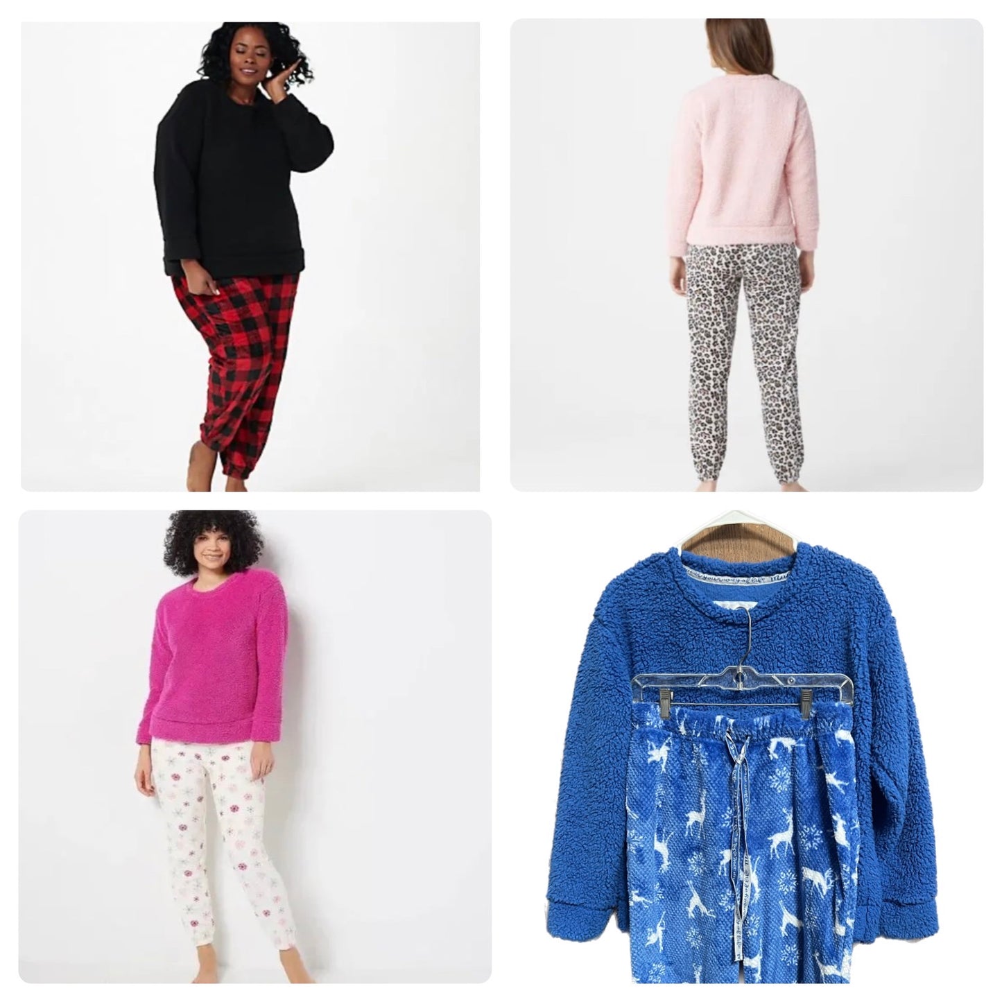 MUK LUKS Women’s PJ Set Faux Sherpa Top & Fleece Jogger Pant