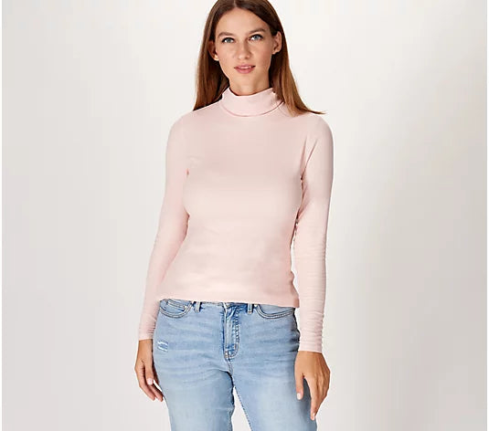 Peace Love World Women’s Rib Turtleneck- Rose