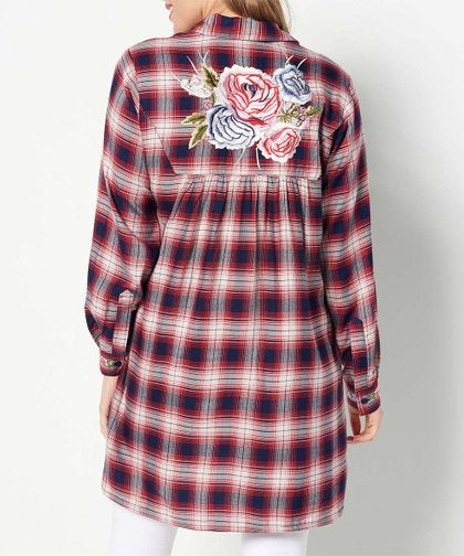 Tolani Collection Button Front Tunic Embroidery Women's