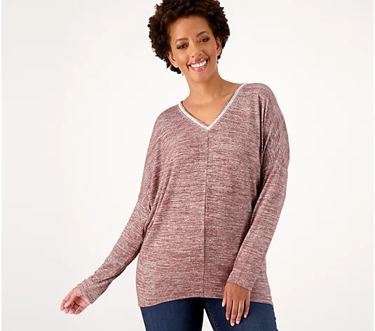 Laurie Felt Women’s Heather V-Neck Dolman Lightweight Sweater