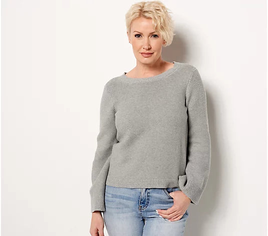 Candace Cameron Women’s Bure Novelty Stitch Sweater with Ribbon Back