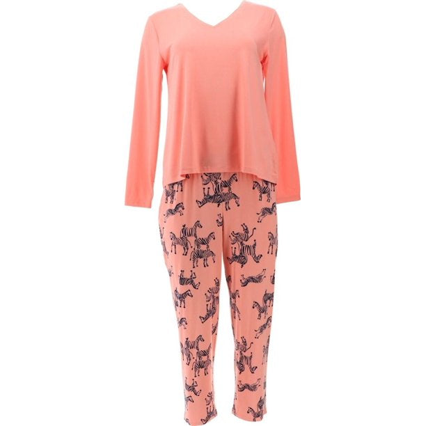 Anybody Petite Brushed Jersey Top and Printed Pant Sleep women's Set