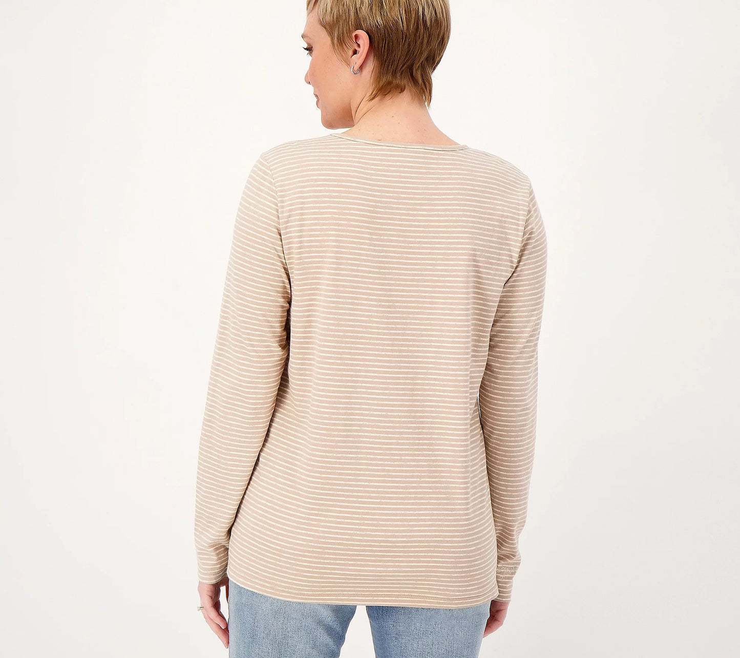 Peace Love World Women’s The Frankie Stripe Tee- Chai Latte