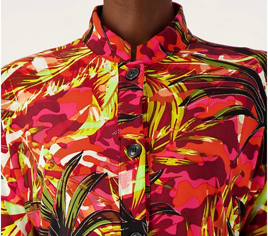 Attitudes by Renee Regular Global Illusions Como Jersey Shirt- Crimson Jungle