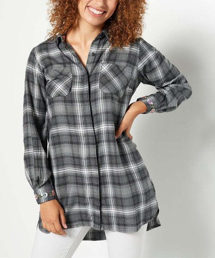 Tolani Collection Button Front Tunic Embroidery Women's