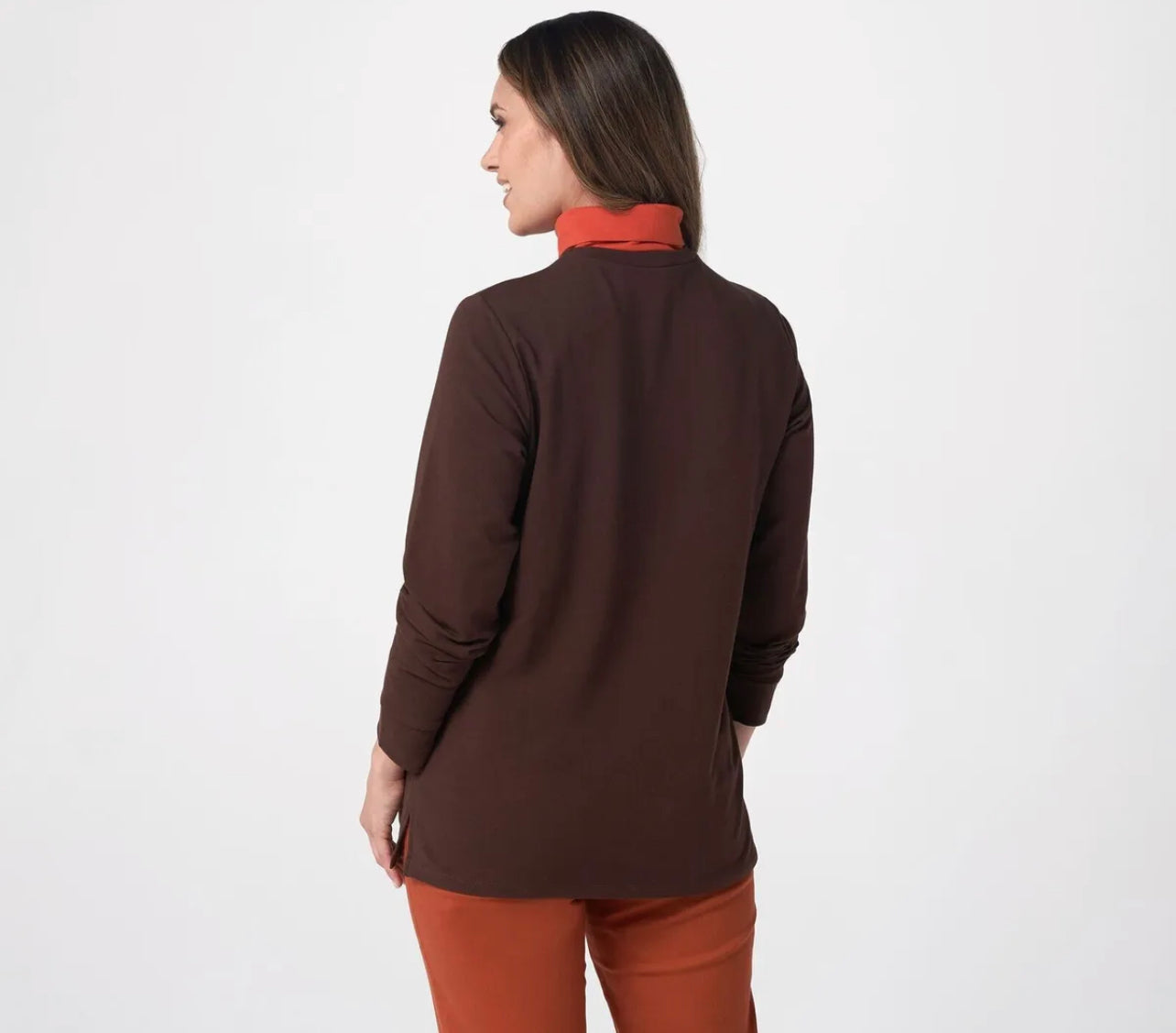 Quacker Factory French Terry Sweatshirt with Turtleneck Women's