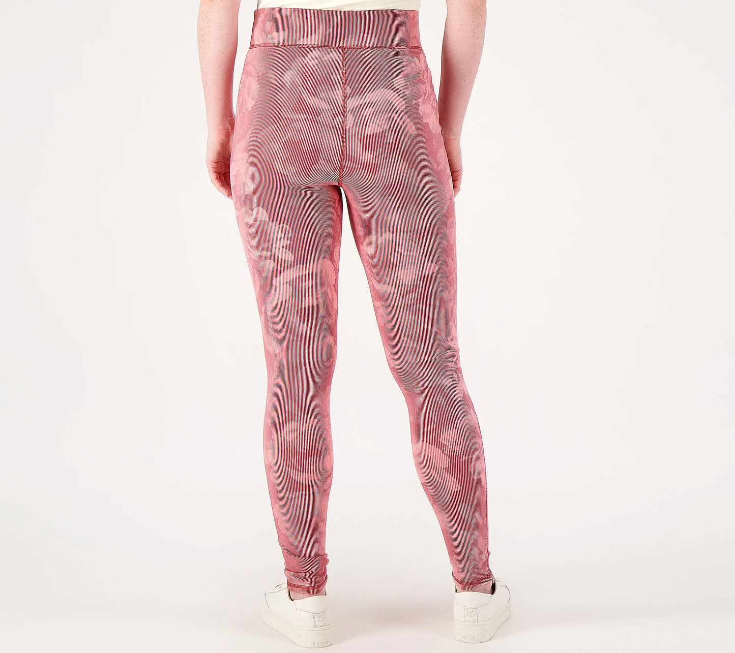 Denim & Co. Women’s Active Printed Regular Duo Stretch Full Length Legging- XS Blush Pink