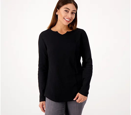 Belle by Kim Gravel Women’s Baby Waffle Raw Edge Seamed Top