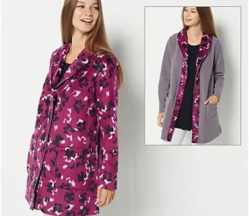 LOGO by Lori Women’s Goldstein Reversible Fleece Coat
