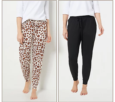 AnyBody Brushed Jersey Joggers w/Tie Women's Set of 2