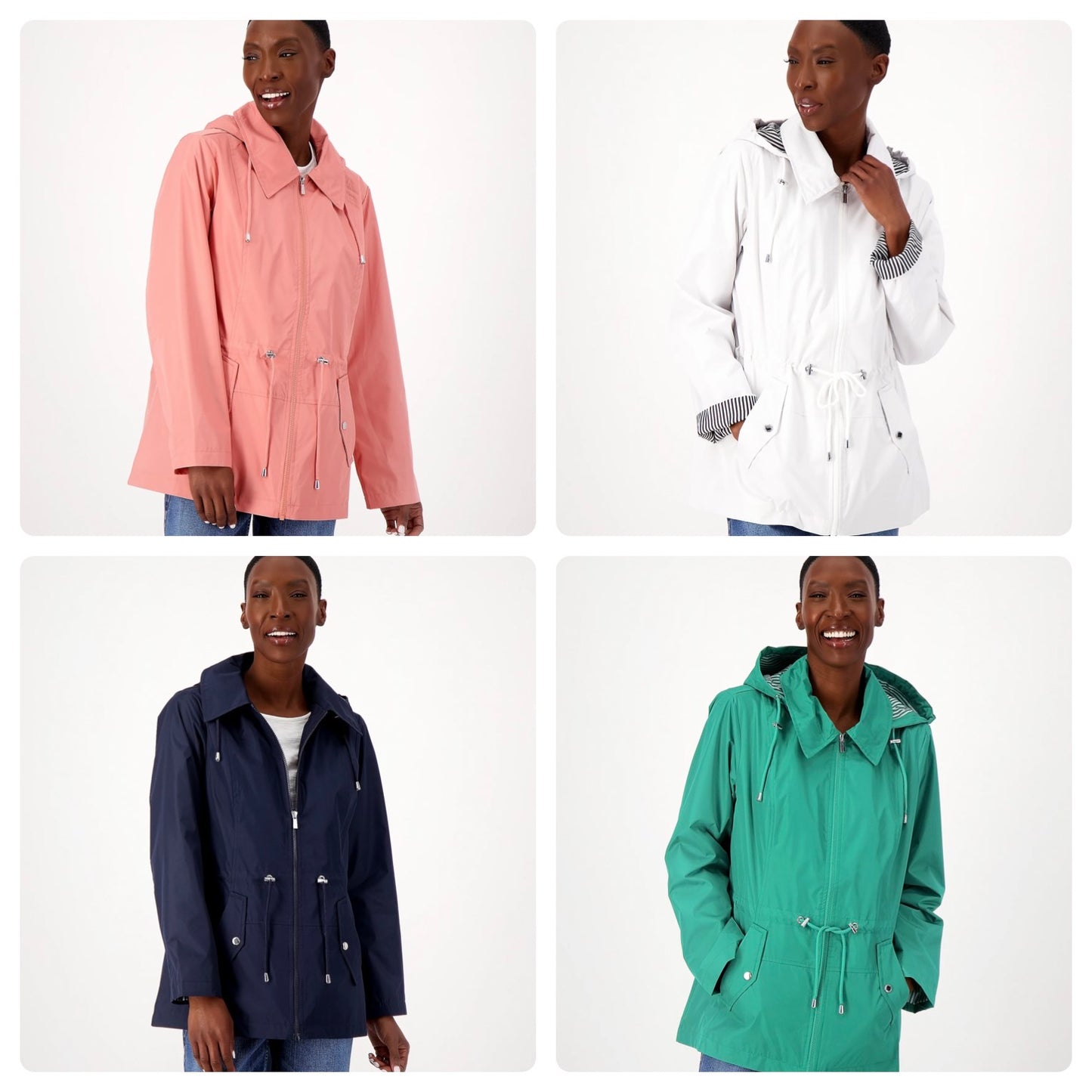 Susan Graver Women’s Water Resistant Zip Front Jacket with Stripe Lining