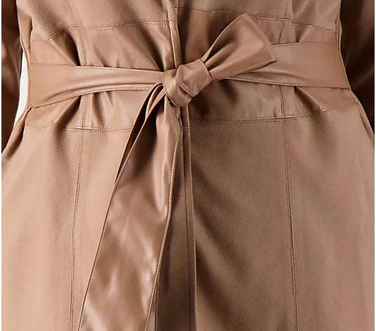 Attitudes by Renee Women’s Techno Crepe Blazer w/ Faux Leather Belt
