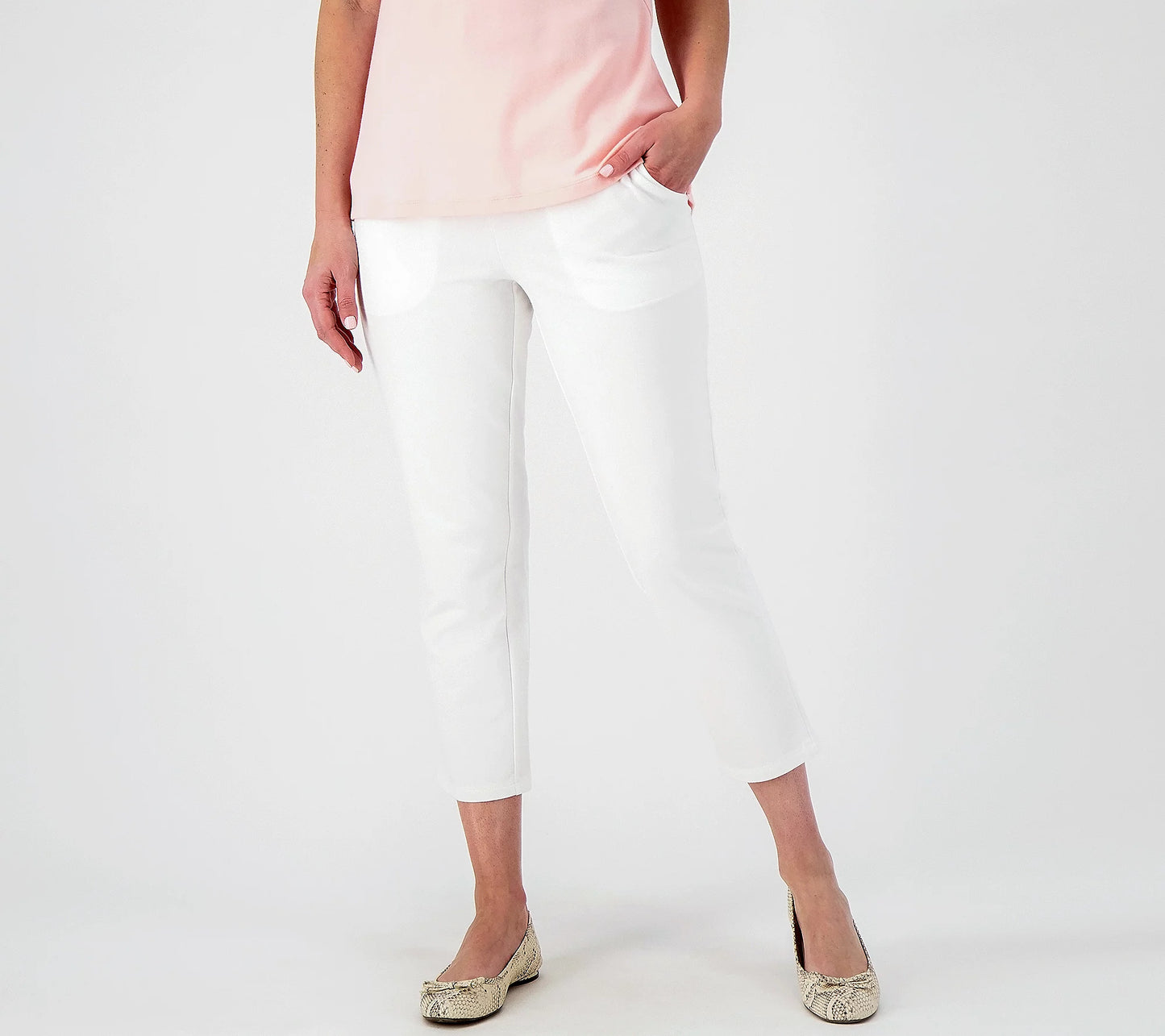 Belle Beach by Kim Gravel Women’s Petite French Terry Crop Pants