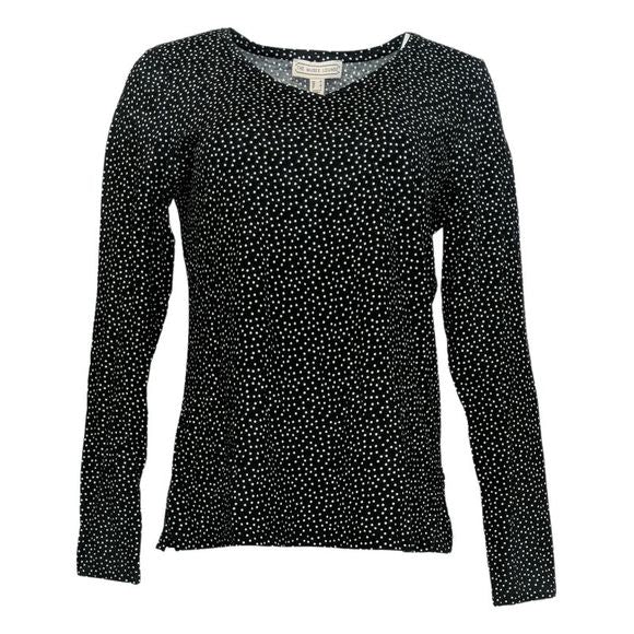 The Muses Closet Women's Top Polka-Dot Long-Sleeve Knit