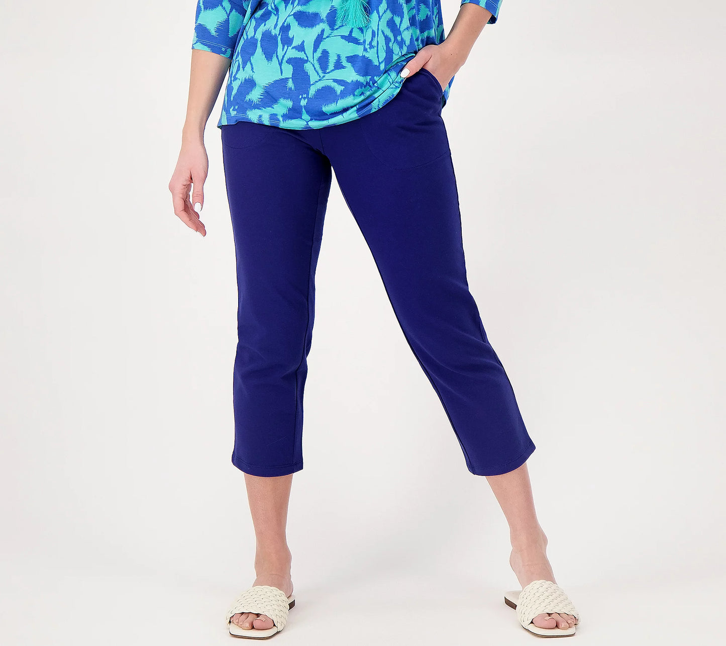 Belle Beach by Kim Gravel Women’s Petite French Terry Crop Pants