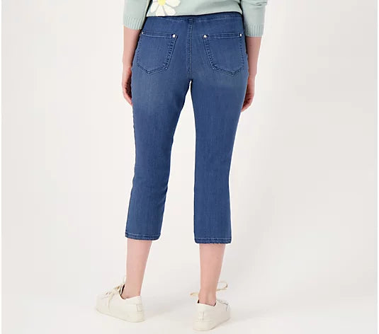 Belle by Kim Gravel Women’s Reg Primabelle Straight Leg Cropped Jean- Rinse Wash