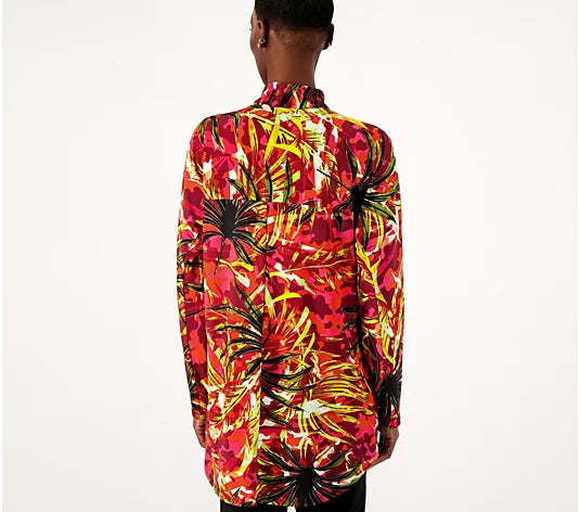 Attitudes by Renee Regular Global Illusions Como Jersey Shirt- Crimson Jungle