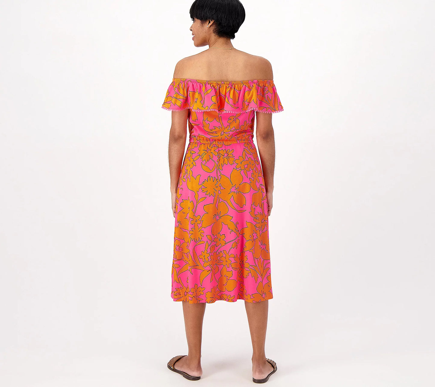 Isaac Mizrahi Live Women’s Regular Printed Off the Shoulder Dress