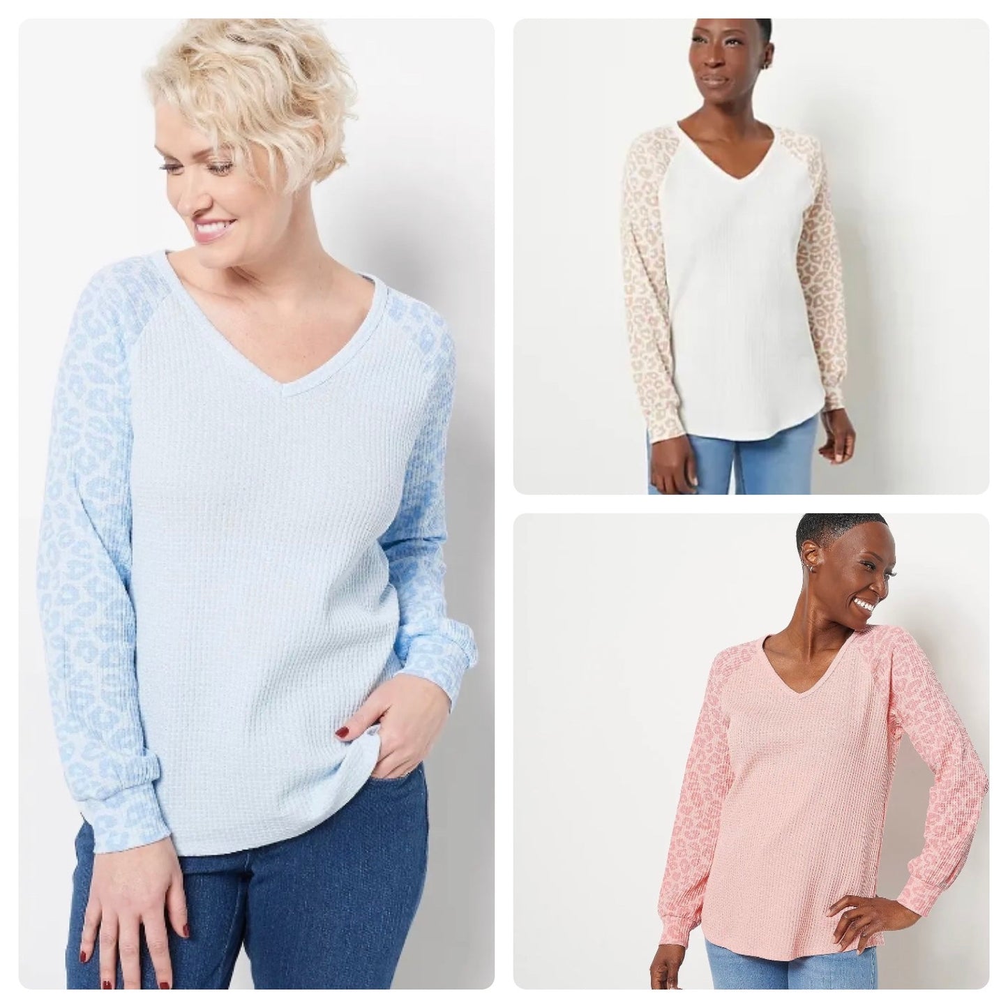 Belle by Kim Gravel Women’s Waffle Raglan Sleeve Top Shirt