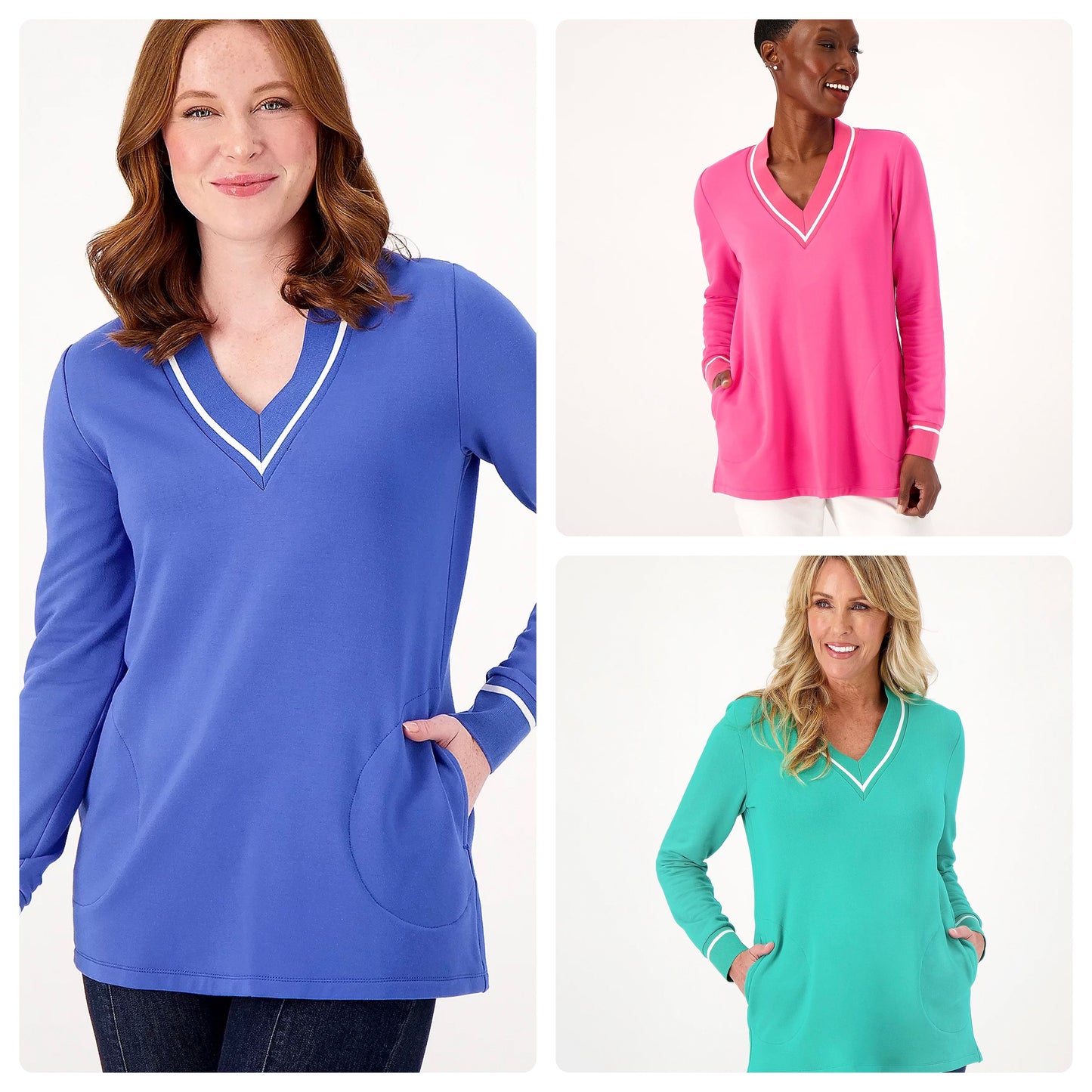 Susan Graver Weekend Regular Brushed Back Knit Women's V-Neck Tunic