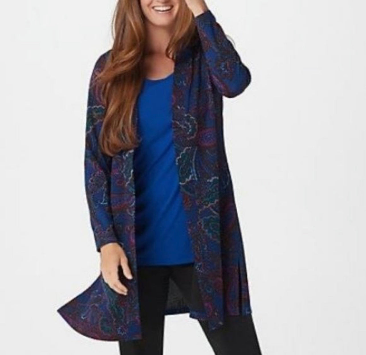Susan Graver Petite Printed Novelty Knit Cardigan and Women's Tank Set