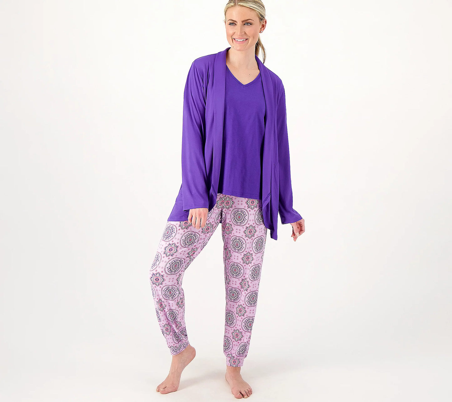 MUK LUKS Women’s Cloud Knit and Slub Knit 3-Piece Set