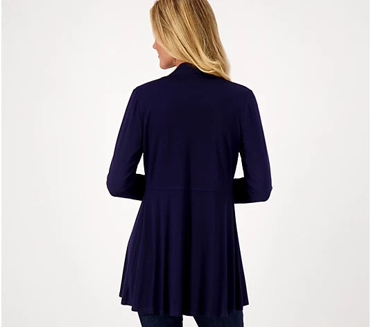 Susan Graver Weekend Essentials Pet Cool Touch Peplum Women's Cardigan