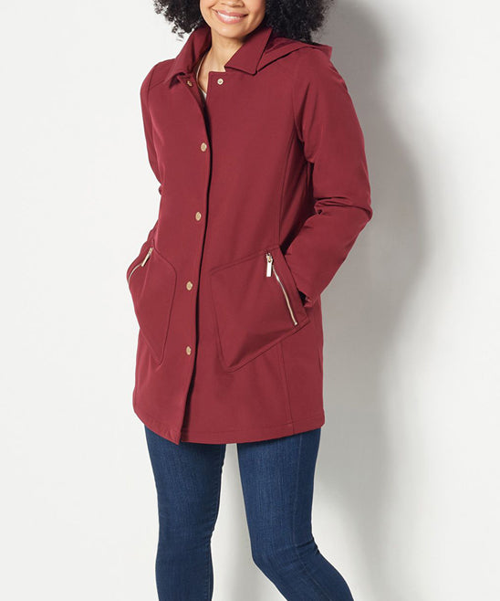 Dennis Basso Women’s Water Resistant Snap Front Coat with Hood