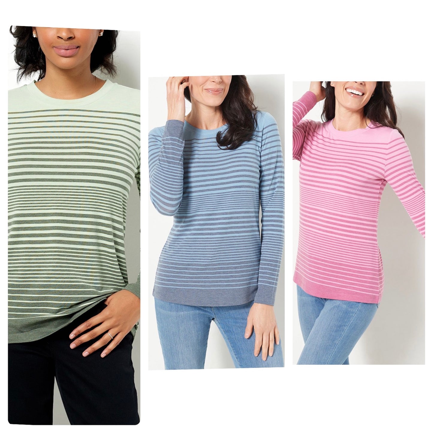 Isaac Mizrahi Live! Women’s Stripe Long-Sleeve Crewneck Top