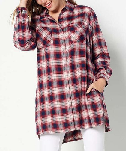 Tolani Collection Button Front Tunic Embroidery Women's