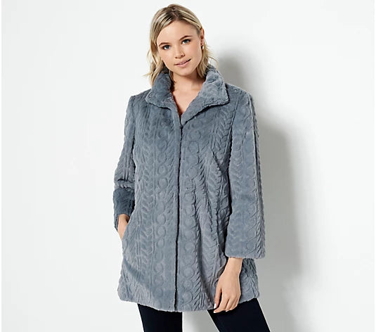 Dennis Basso Women’s Sculpted Cable Faux-Fur Jacket