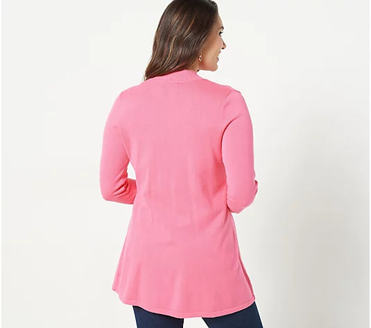 Isaac Mizrahi Live! Women’s Novelty Stitch Swing Sweater Cardigan