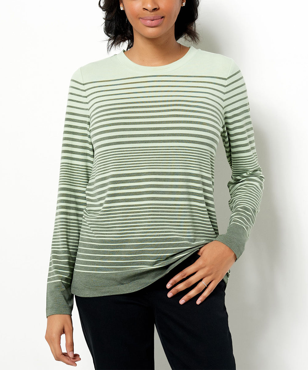 Isaac Mizrahi Live! Women’s Stripe Long-Sleeve Crewneck Top