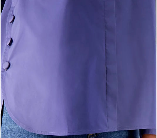 Denim & Co. Women’s Coolmax Curved Hem Shirt with Button Detail
