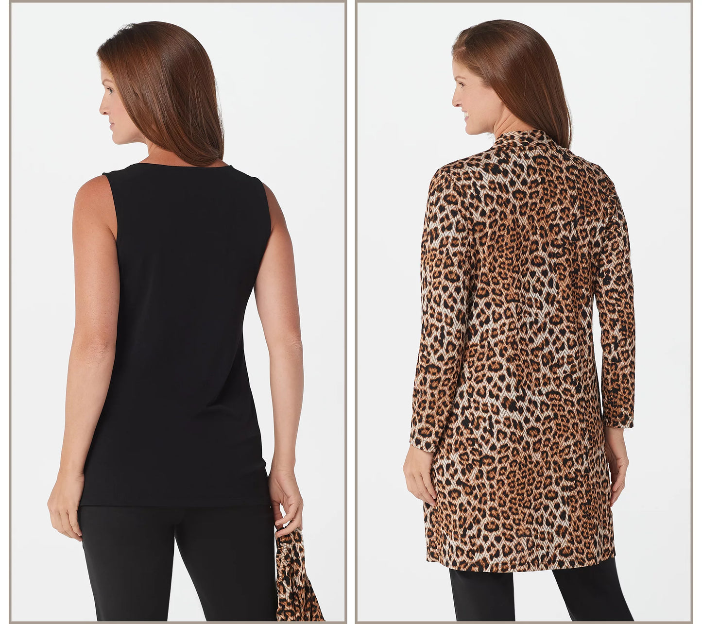 Susan Graver Petite Printed Novelty Knit Cardigan and Women's Tank Set