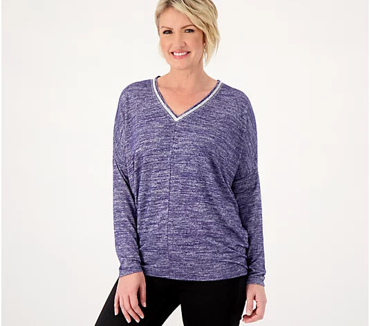 Laurie Felt Women’s Heather V-Neck Dolman Lightweight Sweater