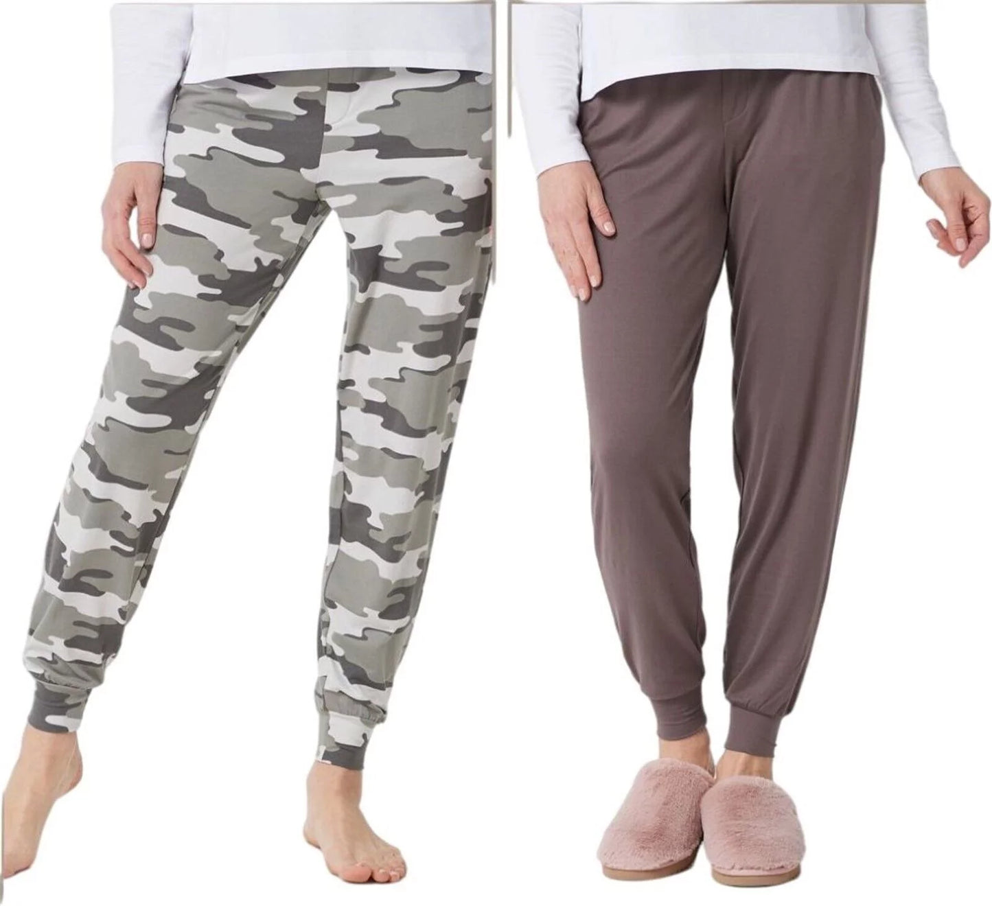 AnyBody Brushed Jersey Joggers w/Tie Women's Set of 2